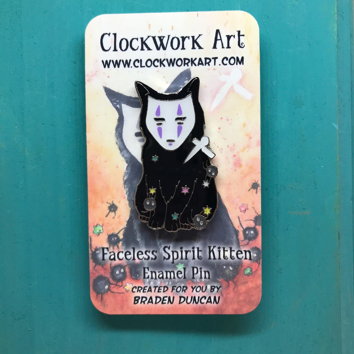 Enamel Pin - Faceless Spirit Kitten (Clockwork Art / Braden Duncan)