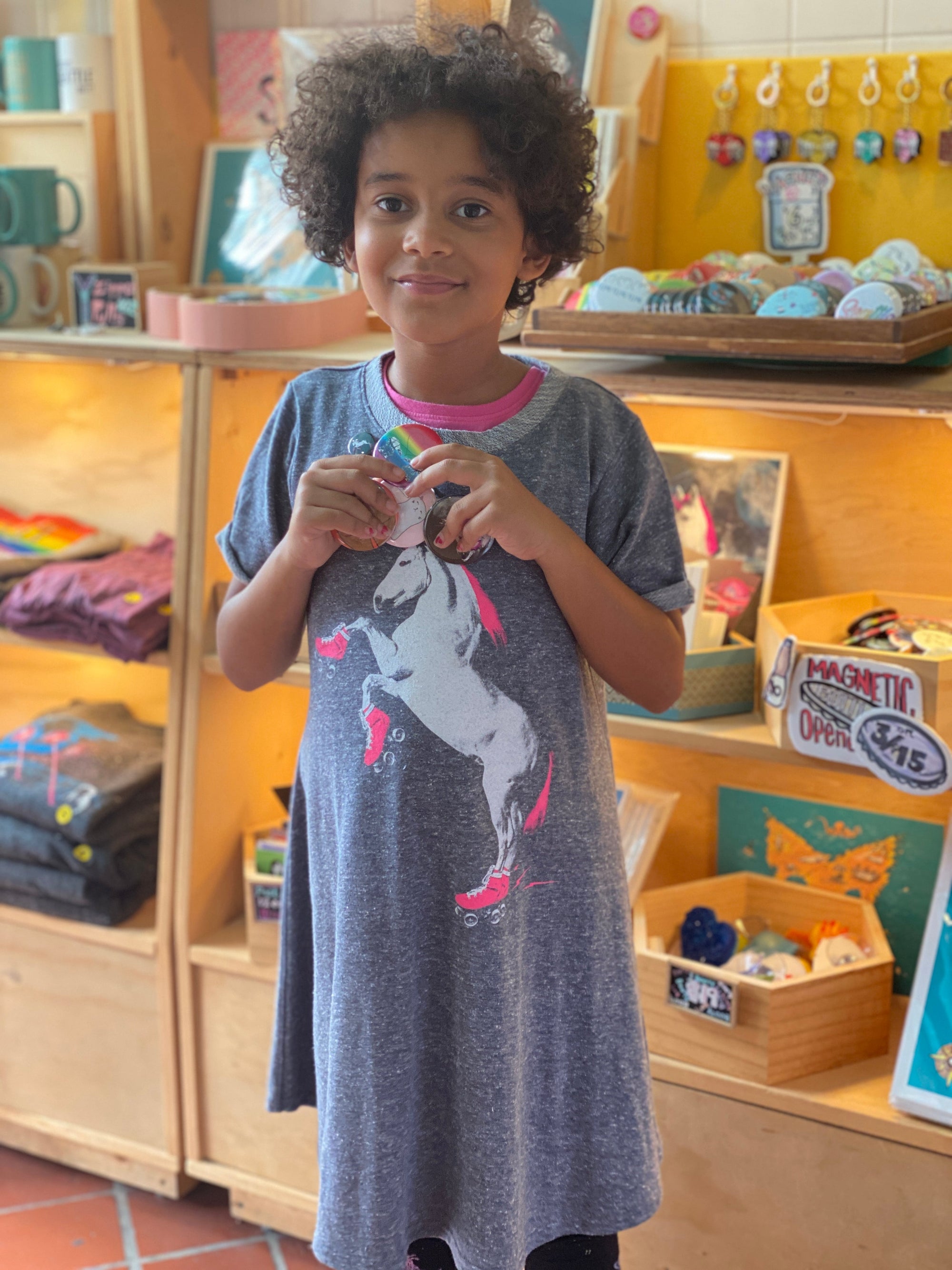 Youth Dress - Twirl - Roller Skating Unicorn - French Terry