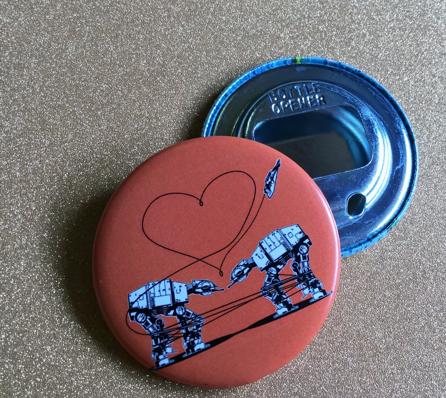 Bottle Opener Keychain - Love AT-AT First Sight - Orange