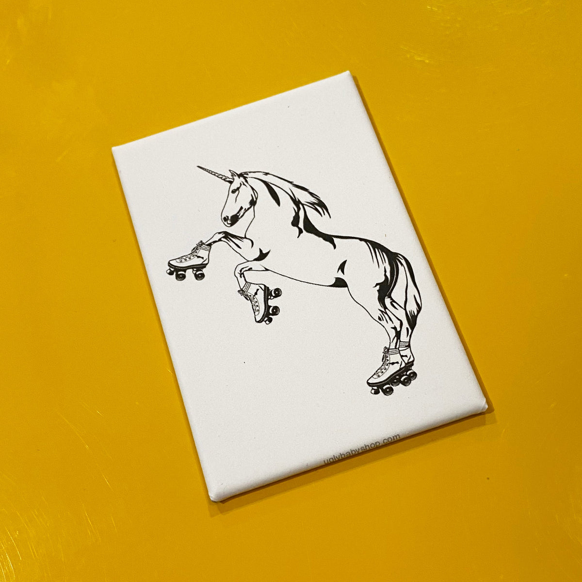 Magnet: 3x2 Inch - Roller Skating Unicorn - B&W