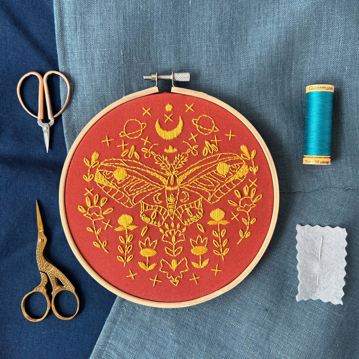 DIY - Embroidery - Golden Moth Kit