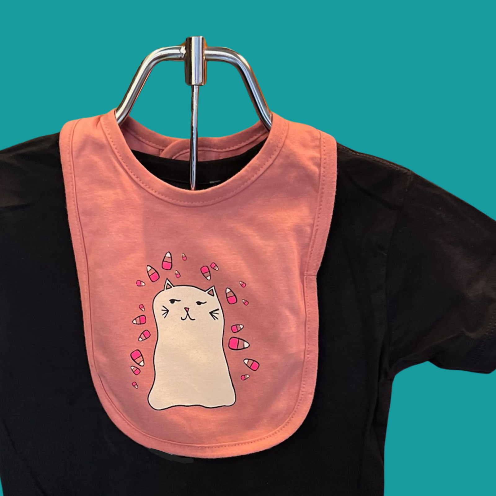 Bib - Ghost Kitty - Mauve