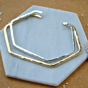 Buoy cuff bracelets silver gold hexagon hammered texture cuff bracelet sizes handmade hammered nautical cuff bracelet nickel free cuffs sustainable jewelry inclusive size bracelet
