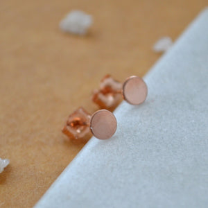 coin stud earrings 4mm simple circle post earring basic studs nickel free earrings rose gold