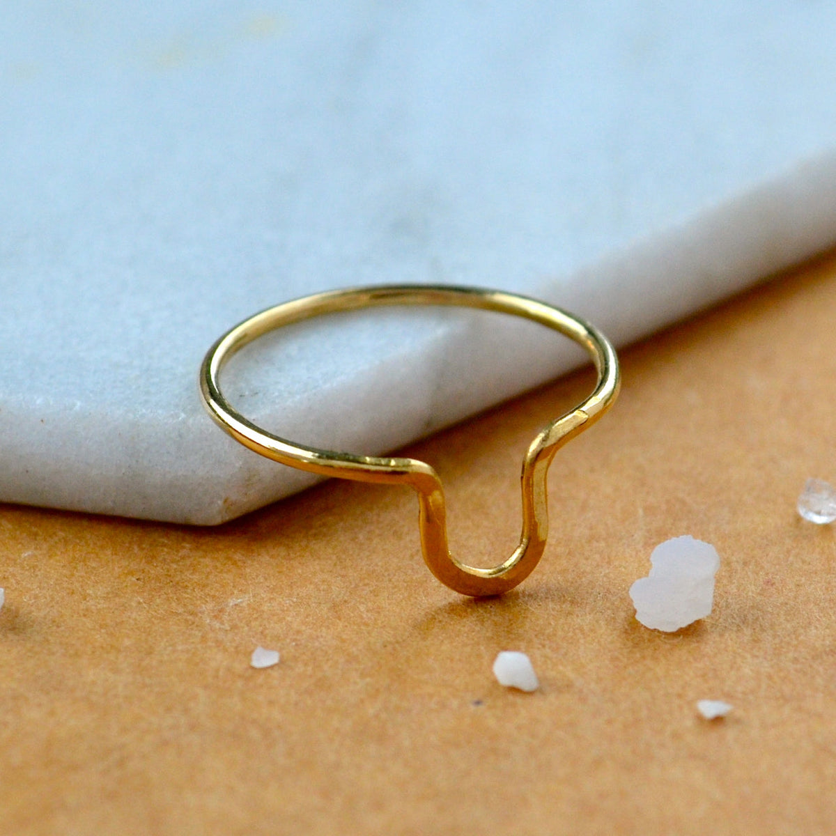 Cove RING delicate hammered arch ring simple stacking rings 1mm wide stacker ring waterproof rings stacker ring U shaped handmade gold rings nickel free jewerly sustainable