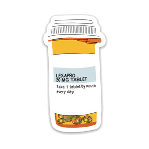 A sticker of a bottle of Lexapro