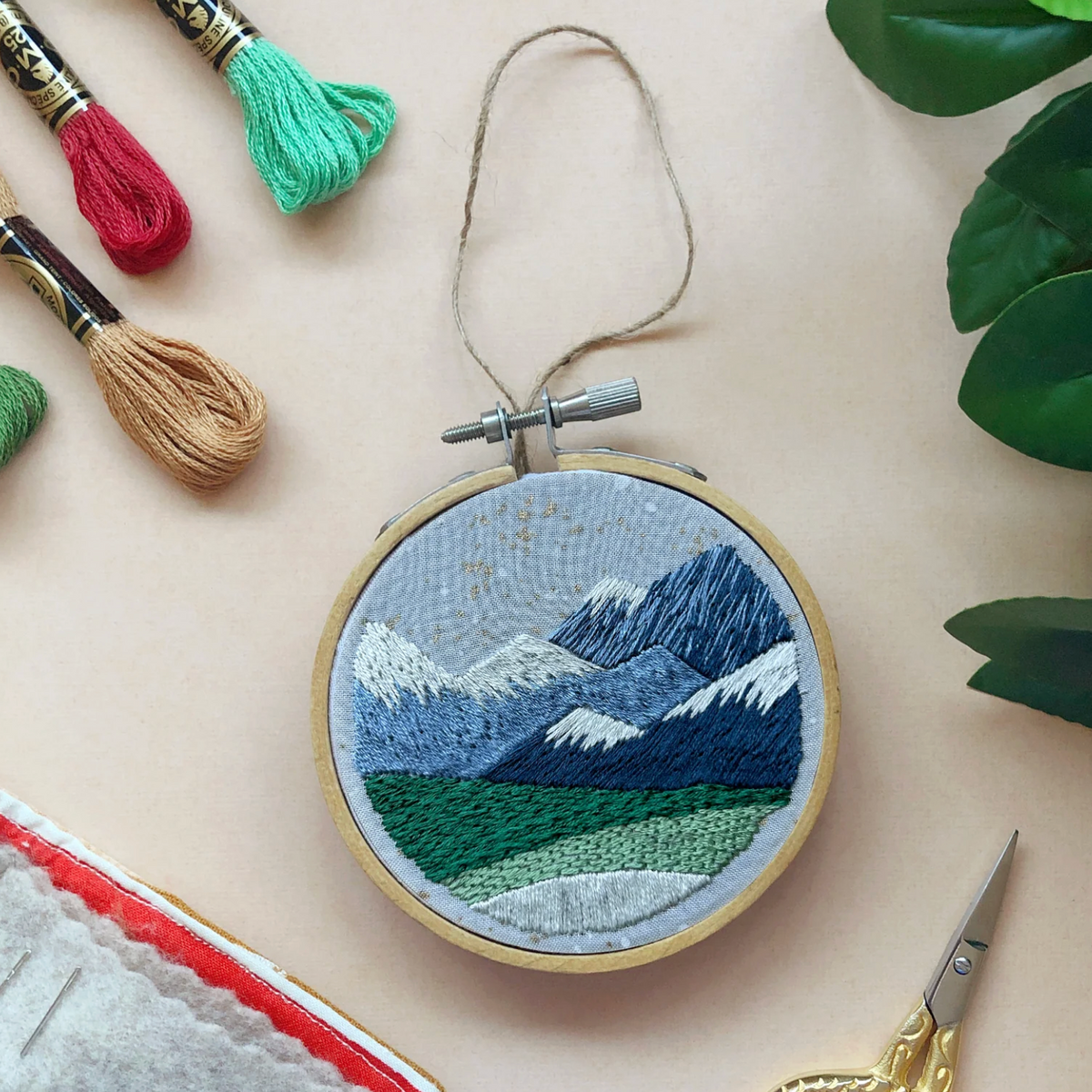 Embroidery Kit - Mountains Are Calling Ornament