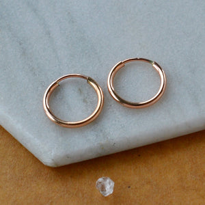 Endless Hoop Earrings - thin hollow tube classic round endless hoops (sizes)