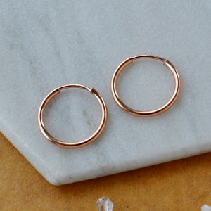 Endless Hoop Earrings - thin hollow tube classic round endless hoops (sizes)