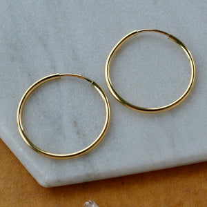 Endless Hoop Earrings - thin hollow tube classic round endless hoops (sizes)