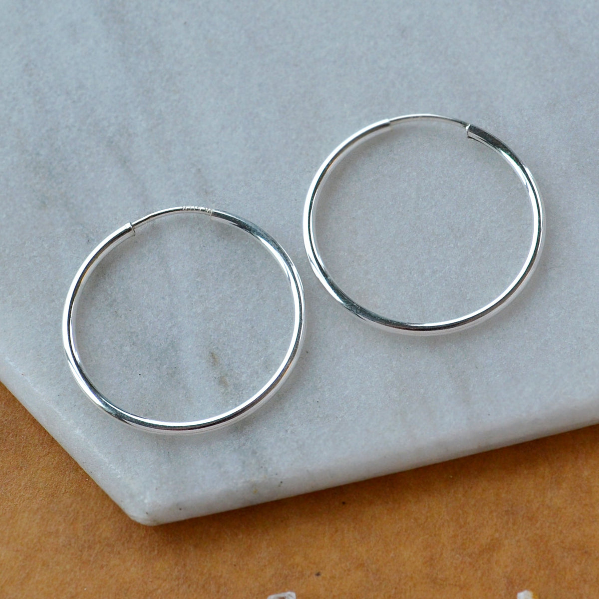 Endless Hoop Earrings - thin hollow tube classic round endless hoops (sizes)