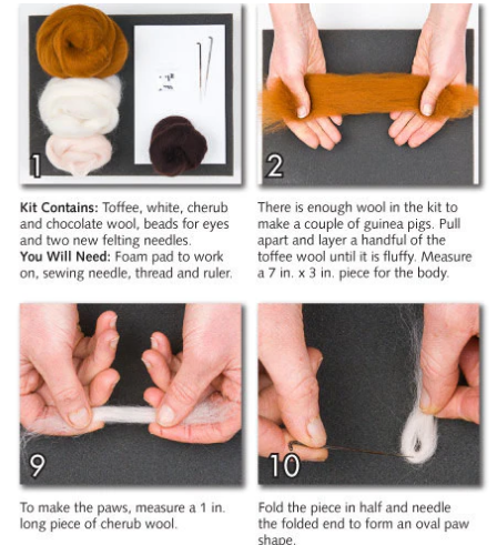 DIY - Needle Felting - Guinea Pig (Wool Pets) Craft Kit