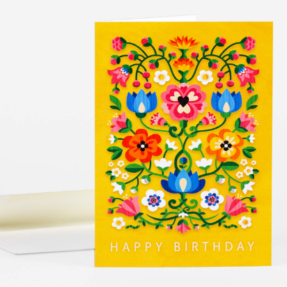 Card - Happy Birthday Flowers Yellow