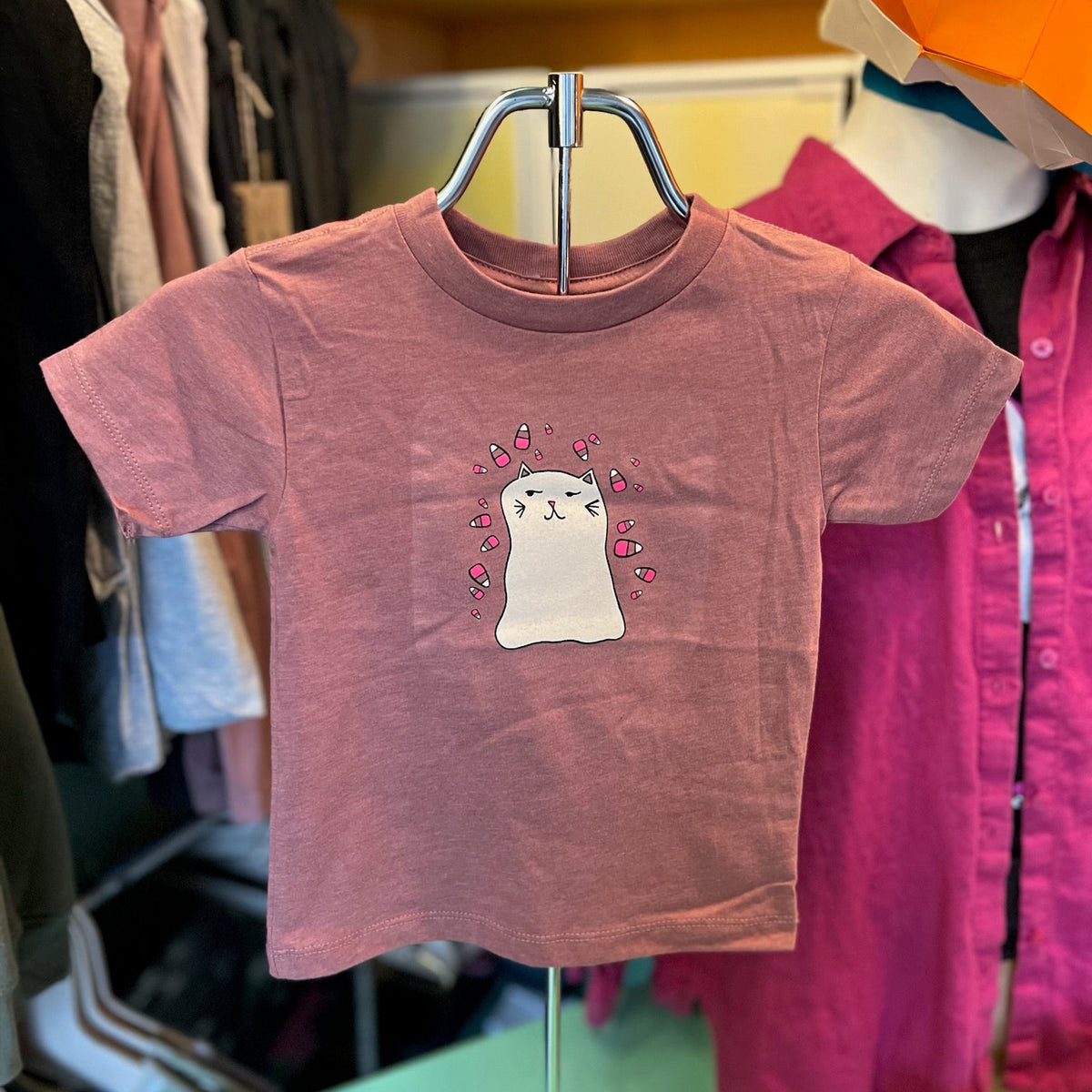 Toddler Shirt - Ghost Kitty - Heather Mauve