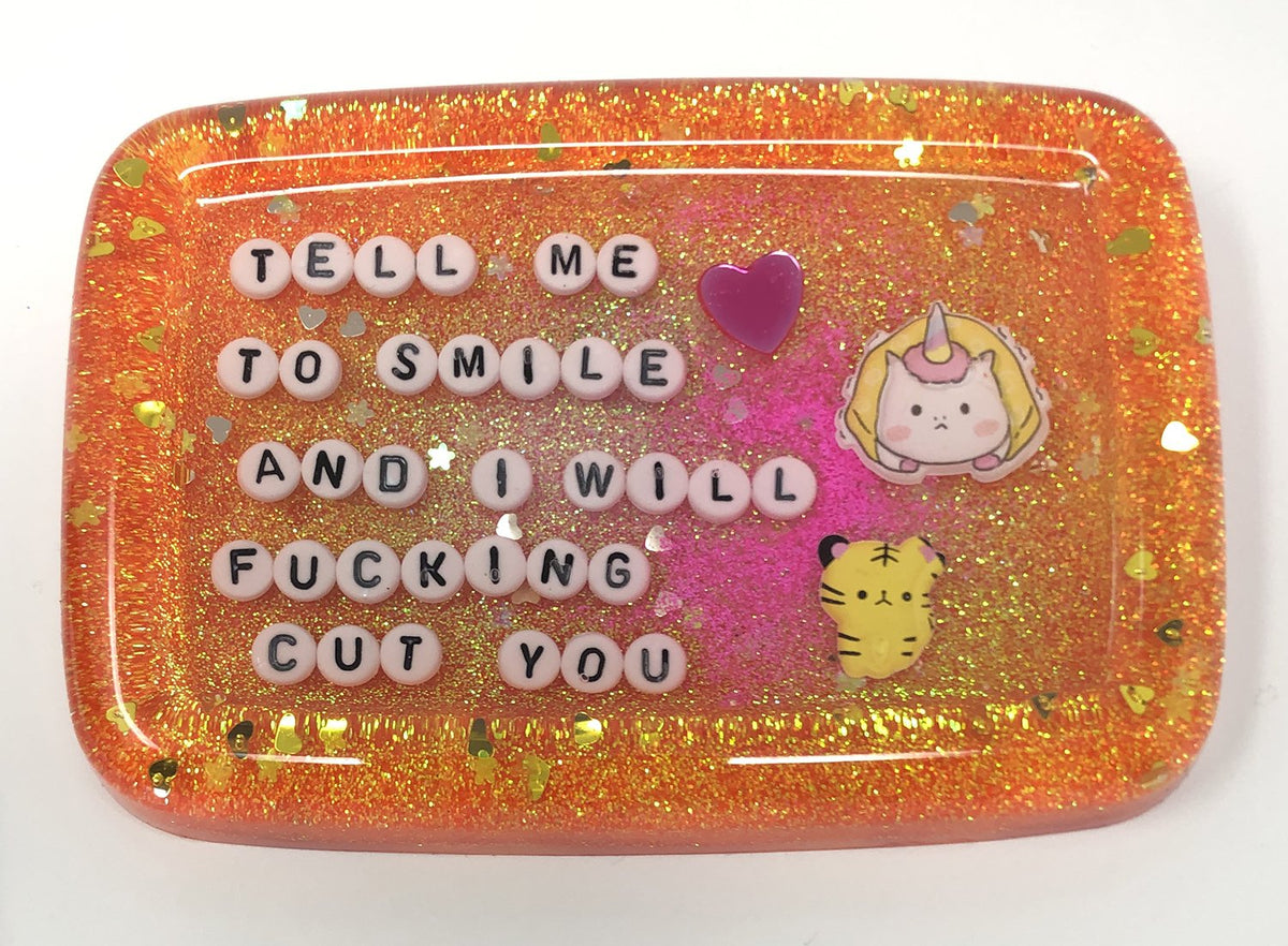 Tell Me To Smile And I Will Cut You - Large Shower Art - READY TO SHIP