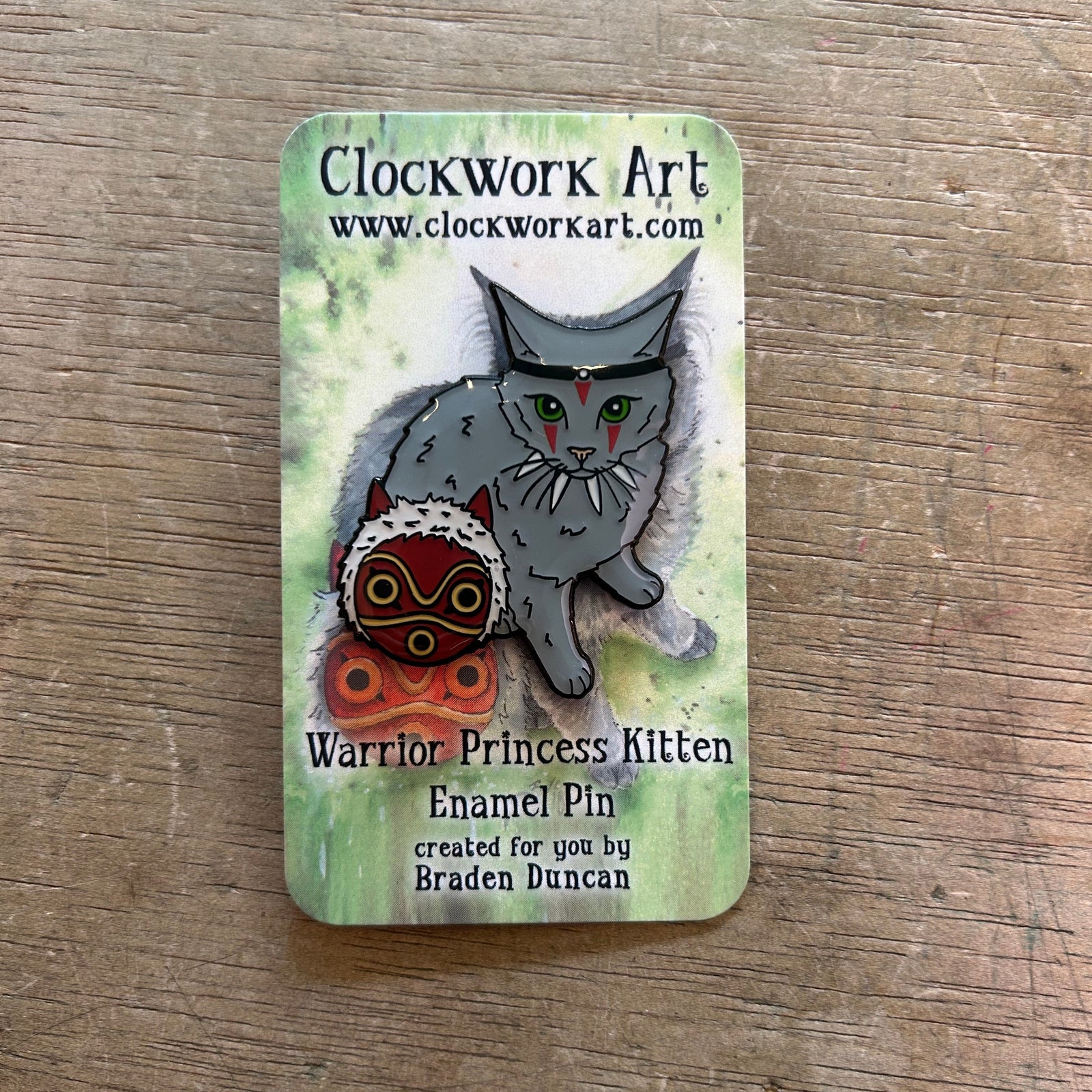 Enamel Pin - Warrior Princess Kitten (Clockwork Art / Braden Duncan)