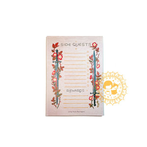 Notebook with floral design, labeled 'Rewards', on a white background.