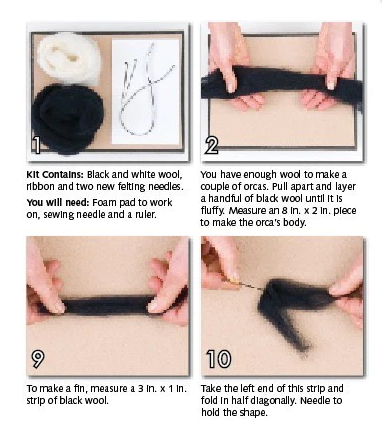 DIY - Needle Felting - Orca  (Wool Pets) Craft Kit