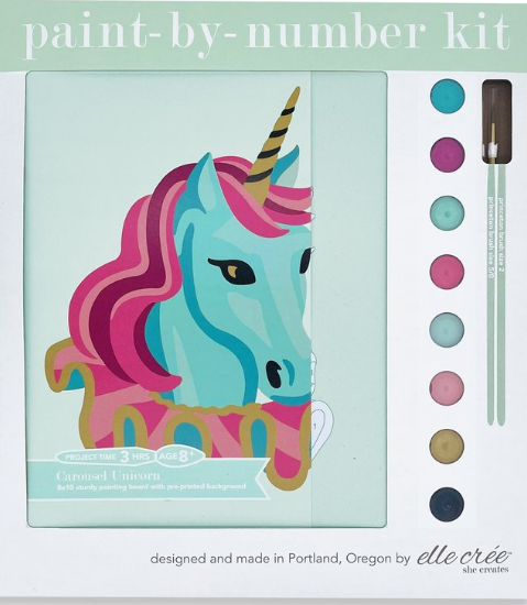 DIY - Kids Paint By Number Kit - Carousel Unicorn