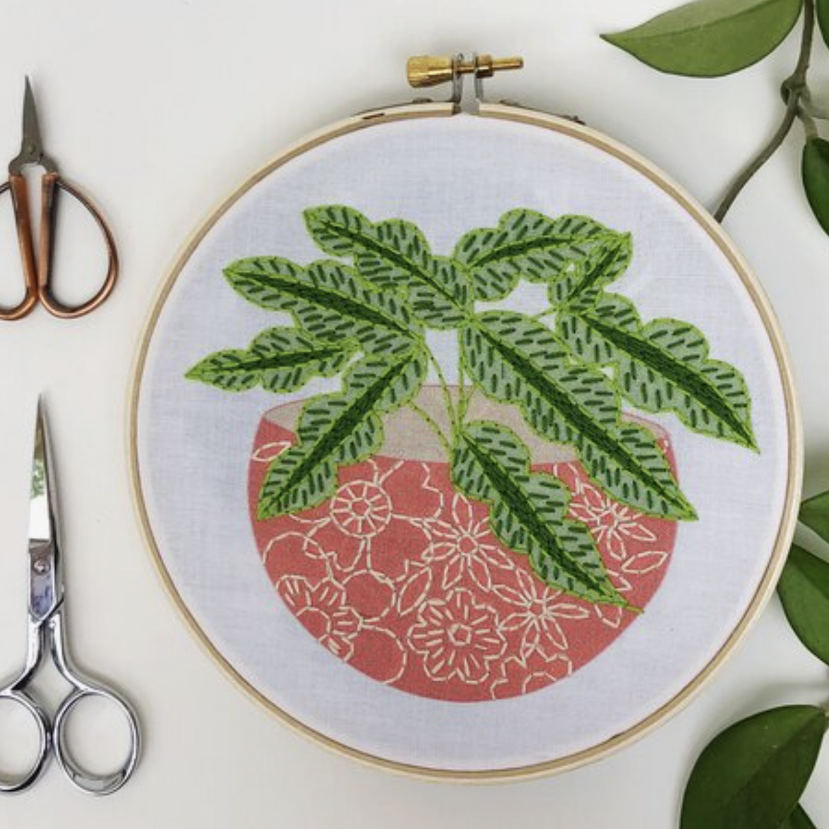 Embroidery Kit - Pink Flower Pot Kit