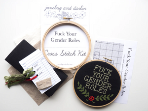 Cross Stitch Kit: Fuck Gender Roles