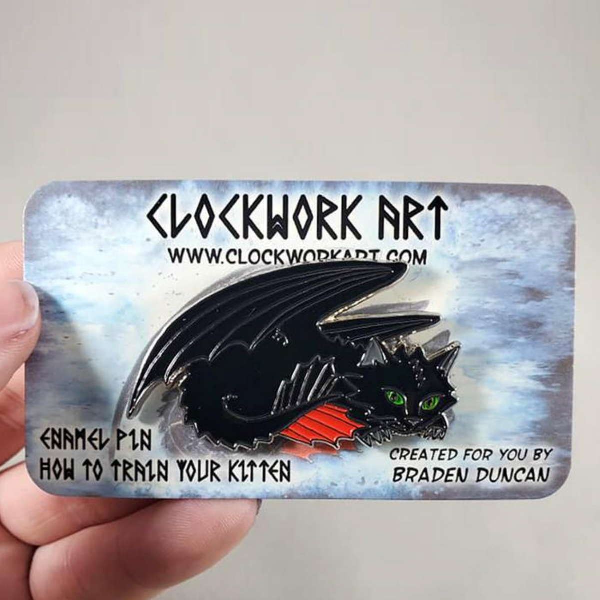 Enamel Pin - How to Train Your Kitten (Clockwork Art / Braden Duncan)