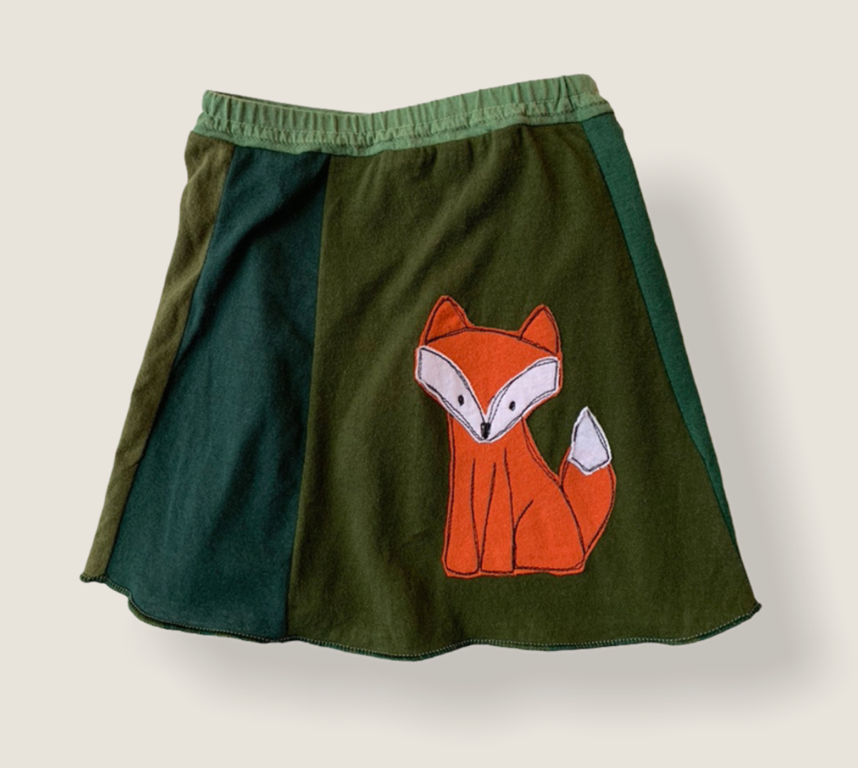 SALE Youth Skirt - Applique Fox - Greens