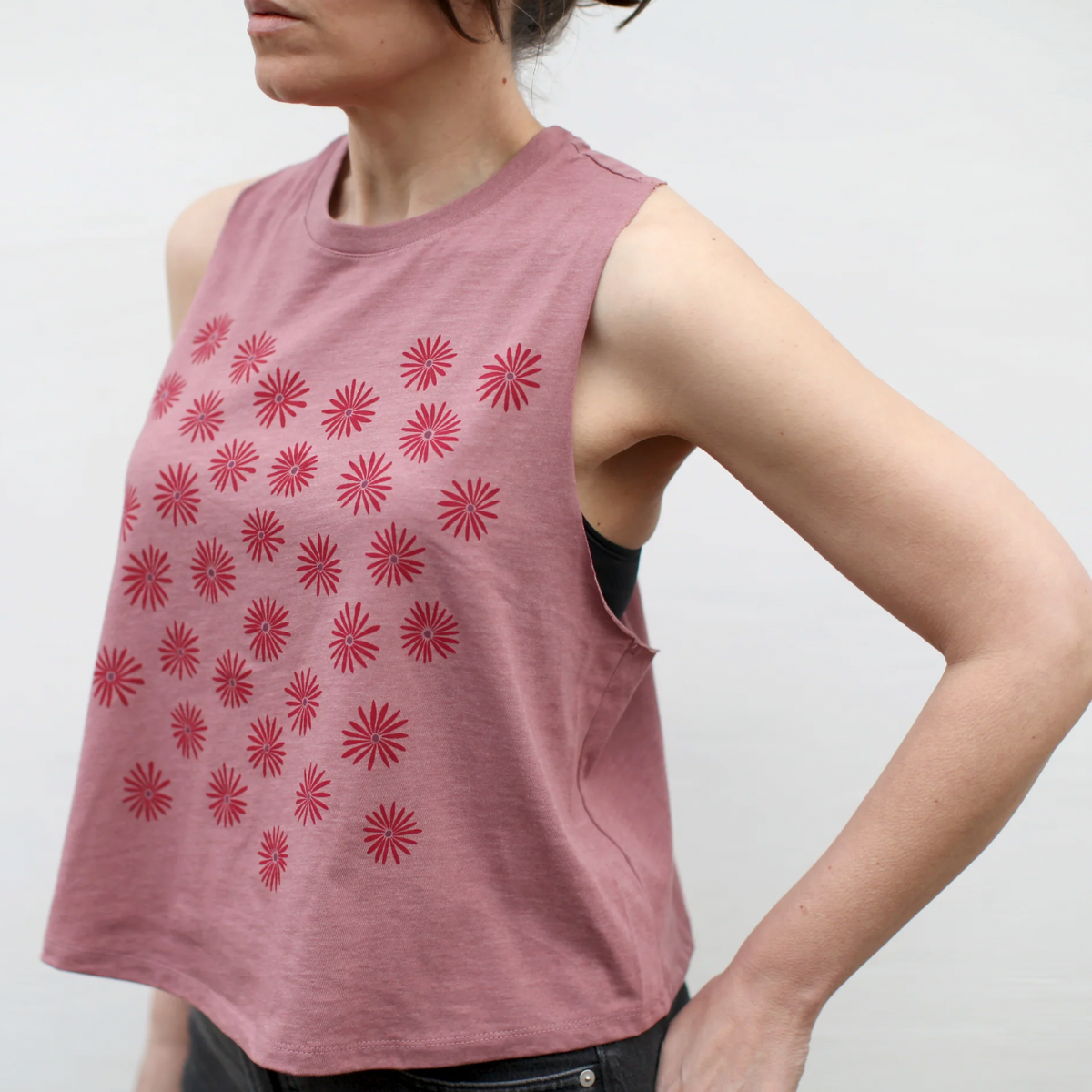 SALE Tank - Red Daisy Wildflowers - Pink (Blackbird Supply Co.)