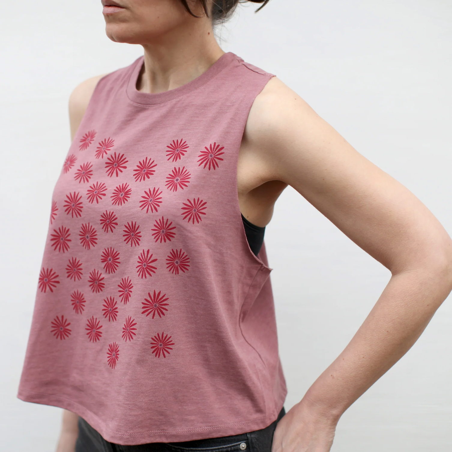 SALE Tank - Red Daisy Wildflowers - Pink (Blackbird Supply Co.)