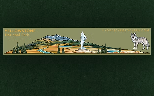 Sticker - Miniscape - Yellowstone (Hydrascape) National Park Wolf