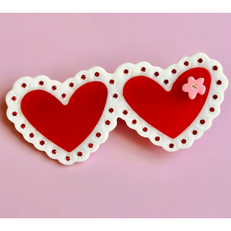 Barrette - Valentines Laced Hearts