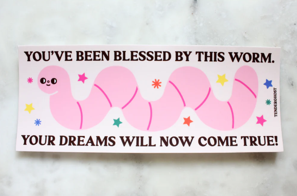 Sticker - Blessed By This Worm (Tender Ghost) Bumper