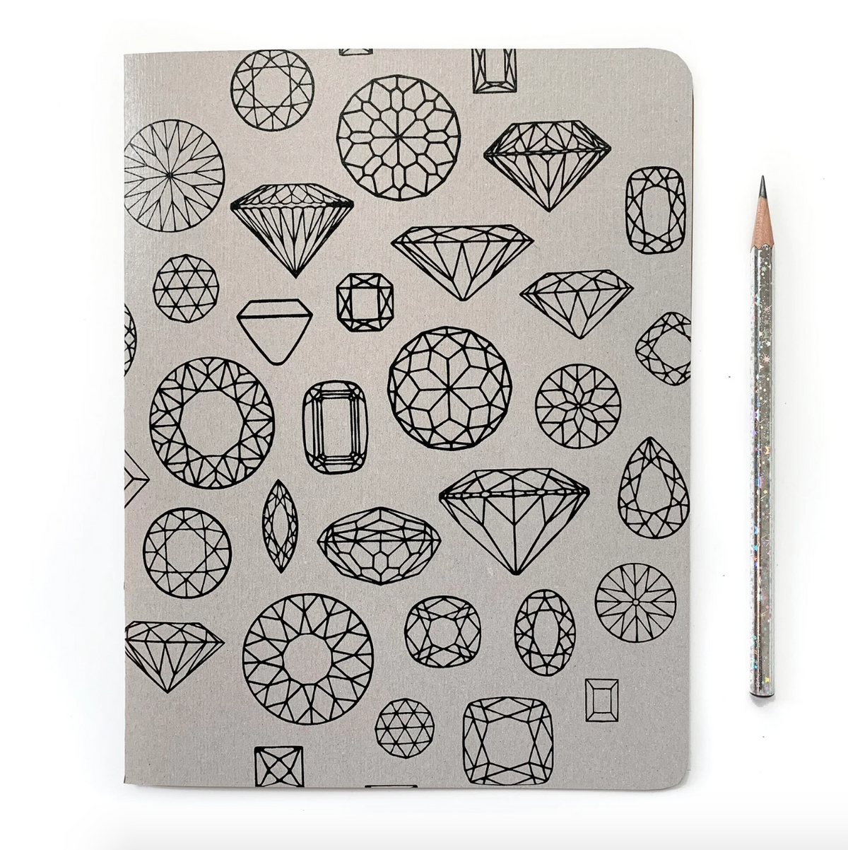 Large Journal - Diamonds  (A Little Lark) Grey on Black