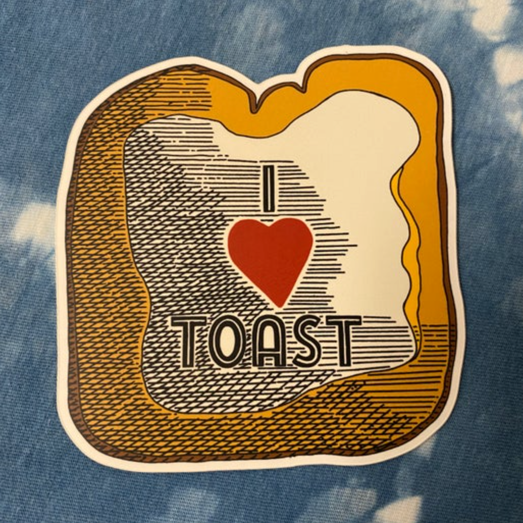 UB Die Cut Sticker - I Love Toast I Heart Toast (Ugly Baby) Vinyl