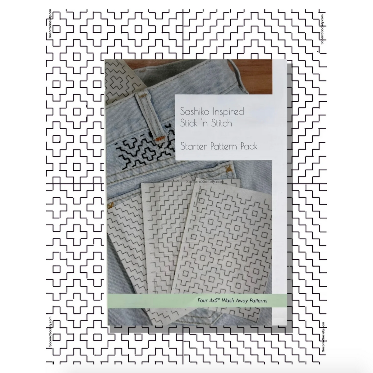 Craft Supply - Sashiko Inspired Mending Stick and Stitch Starter Pack (Socorro Society)
