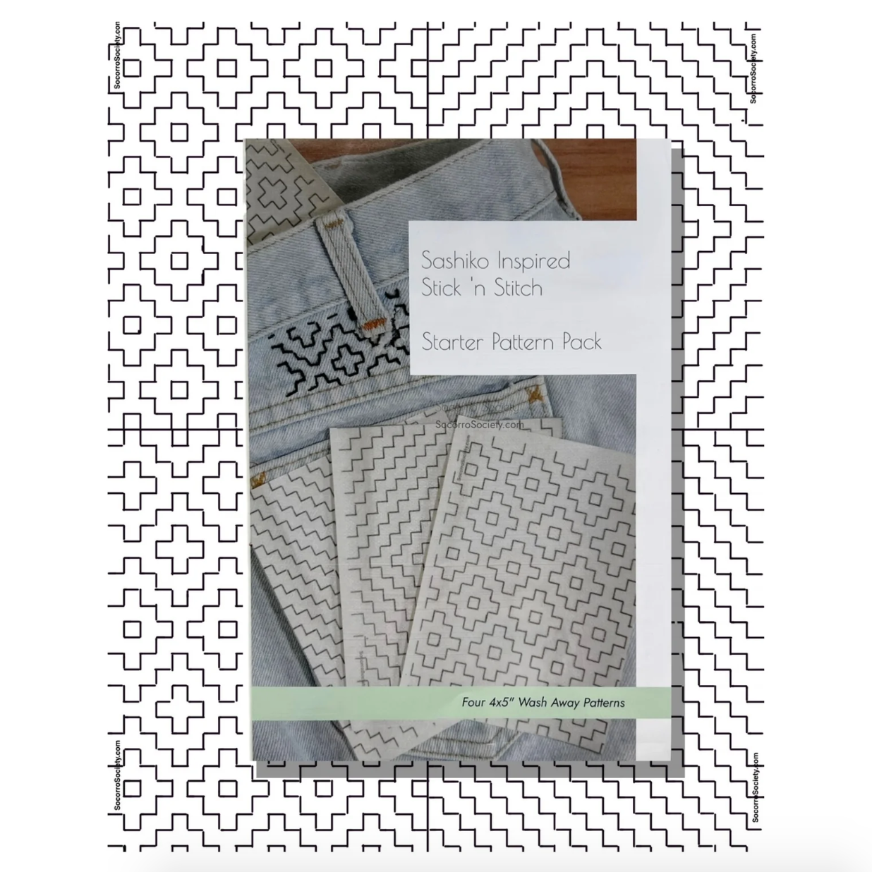 Craft Supply - Sashiko Inspired Mending Stick and Stitch Starter Pack (Socorro Society)