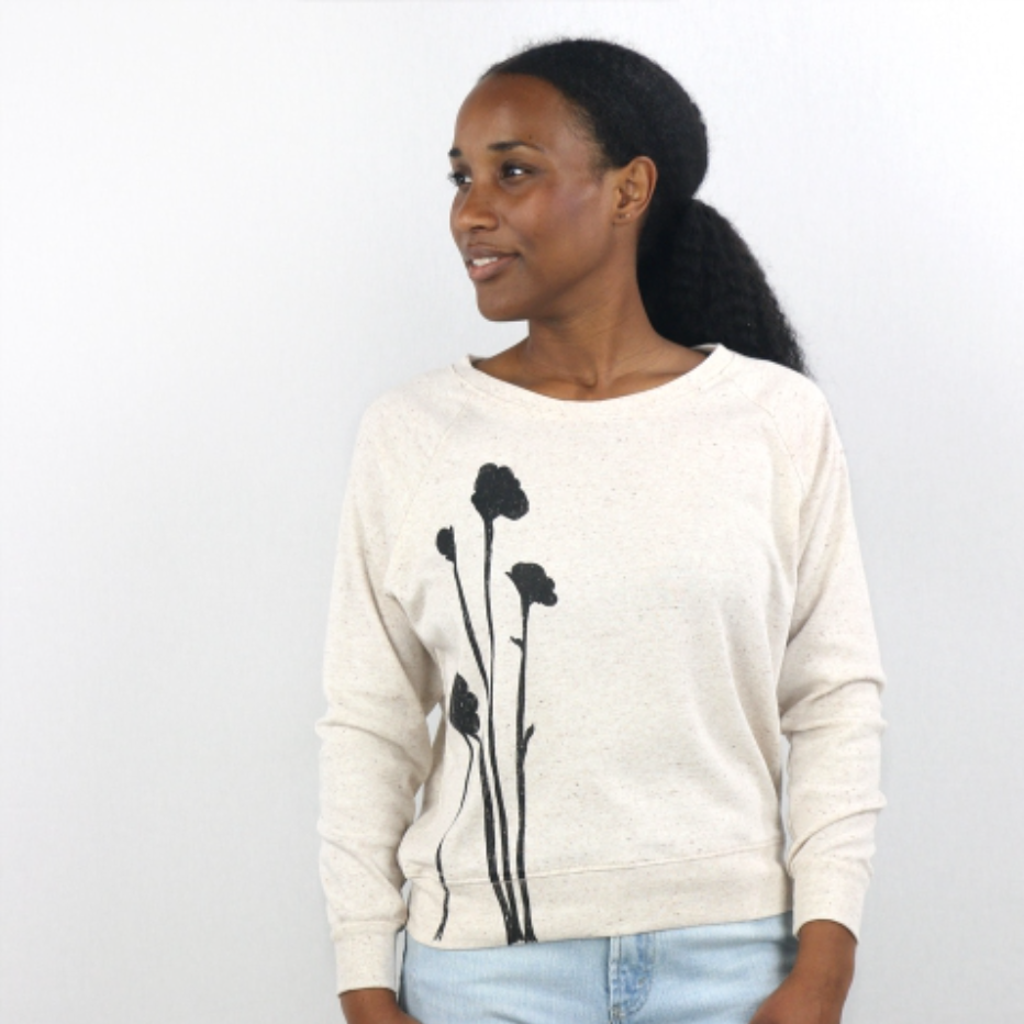 Sweatshirt - Shadow Flowers - Pia - Oatmeal