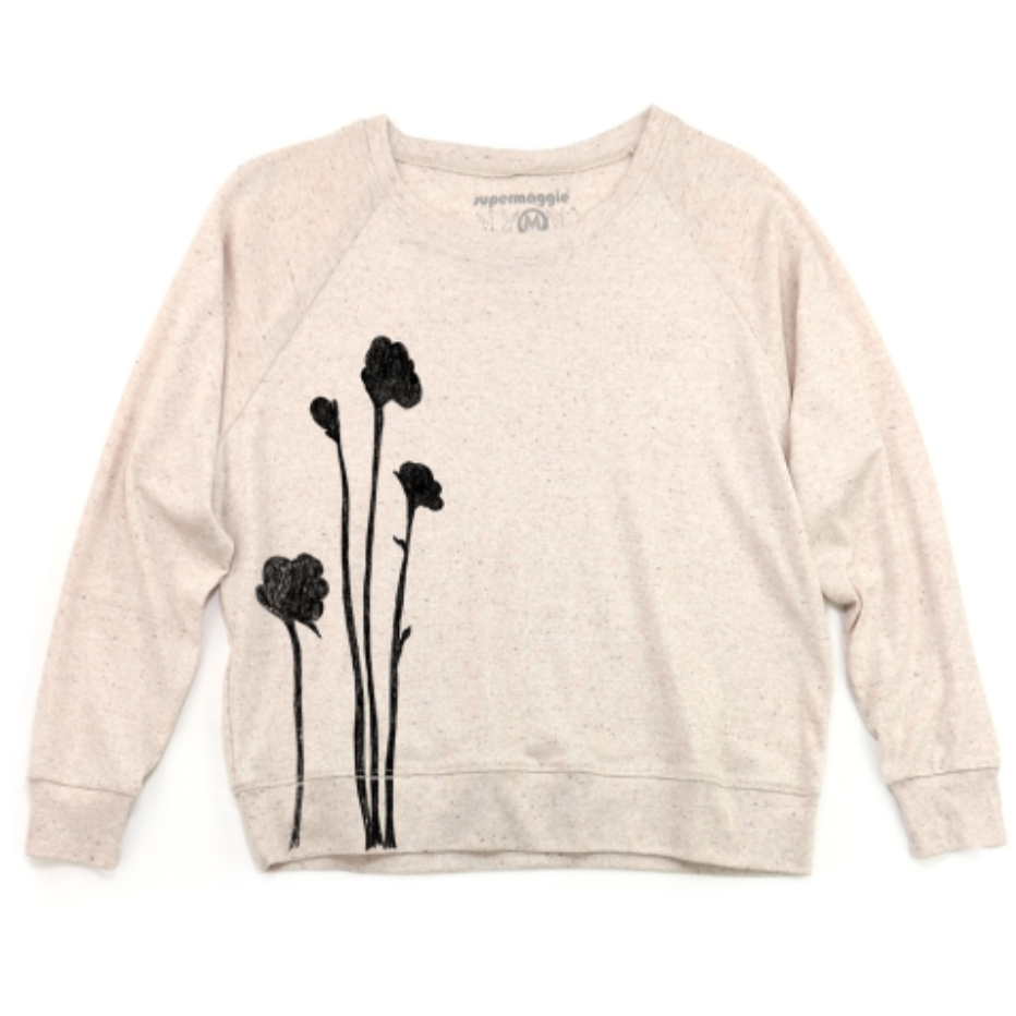 Sweatshirt - Shadow Flowers - Pia - Oatmeal