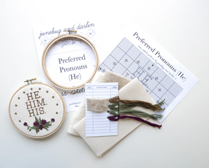 Cross Stitch Kit: Pronoun He Him His