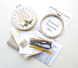 Cross Stitch Kit: Pronoun She Her Hers