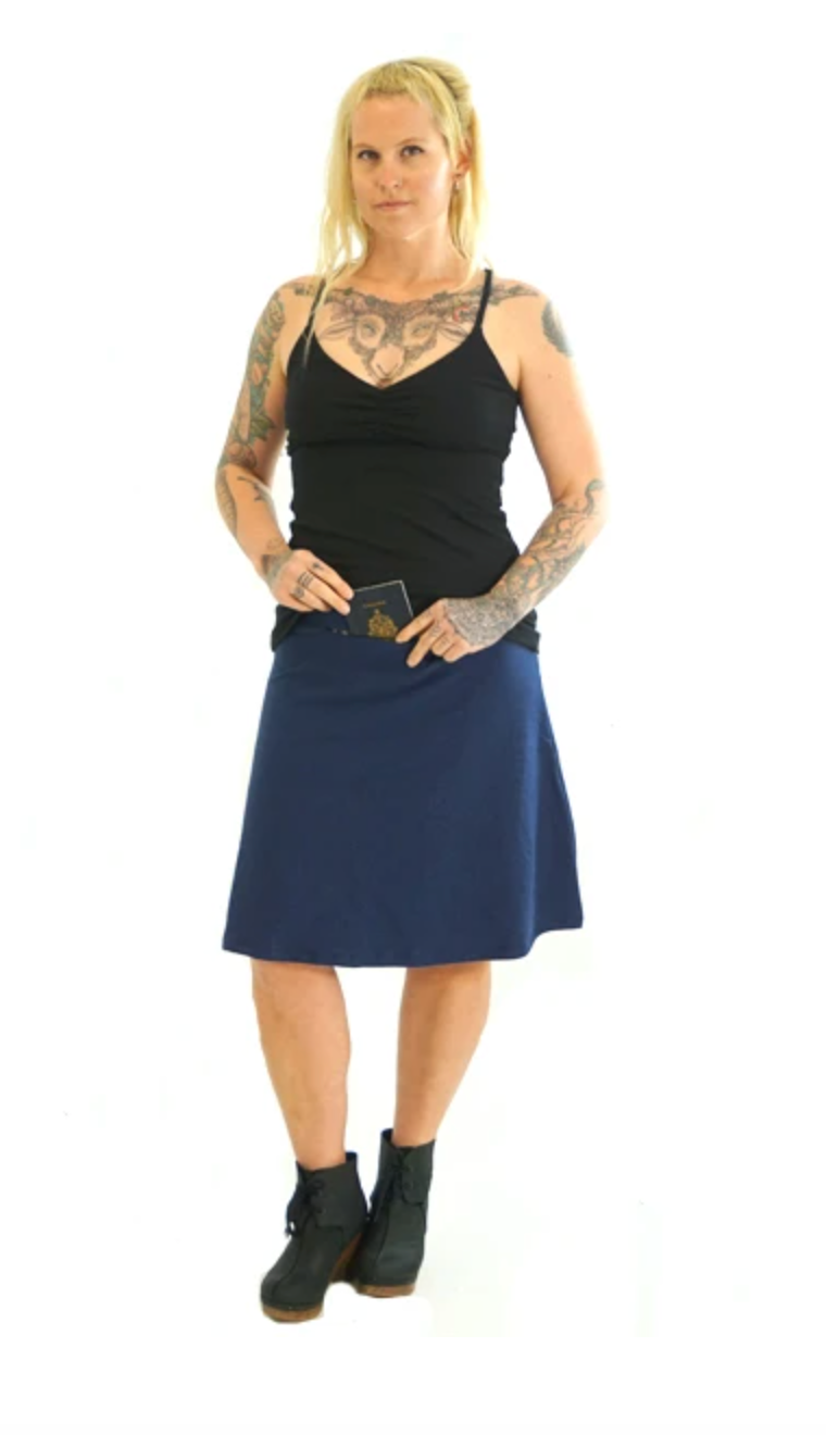 Knee Length Comfy Skirt - Skyfall Navy