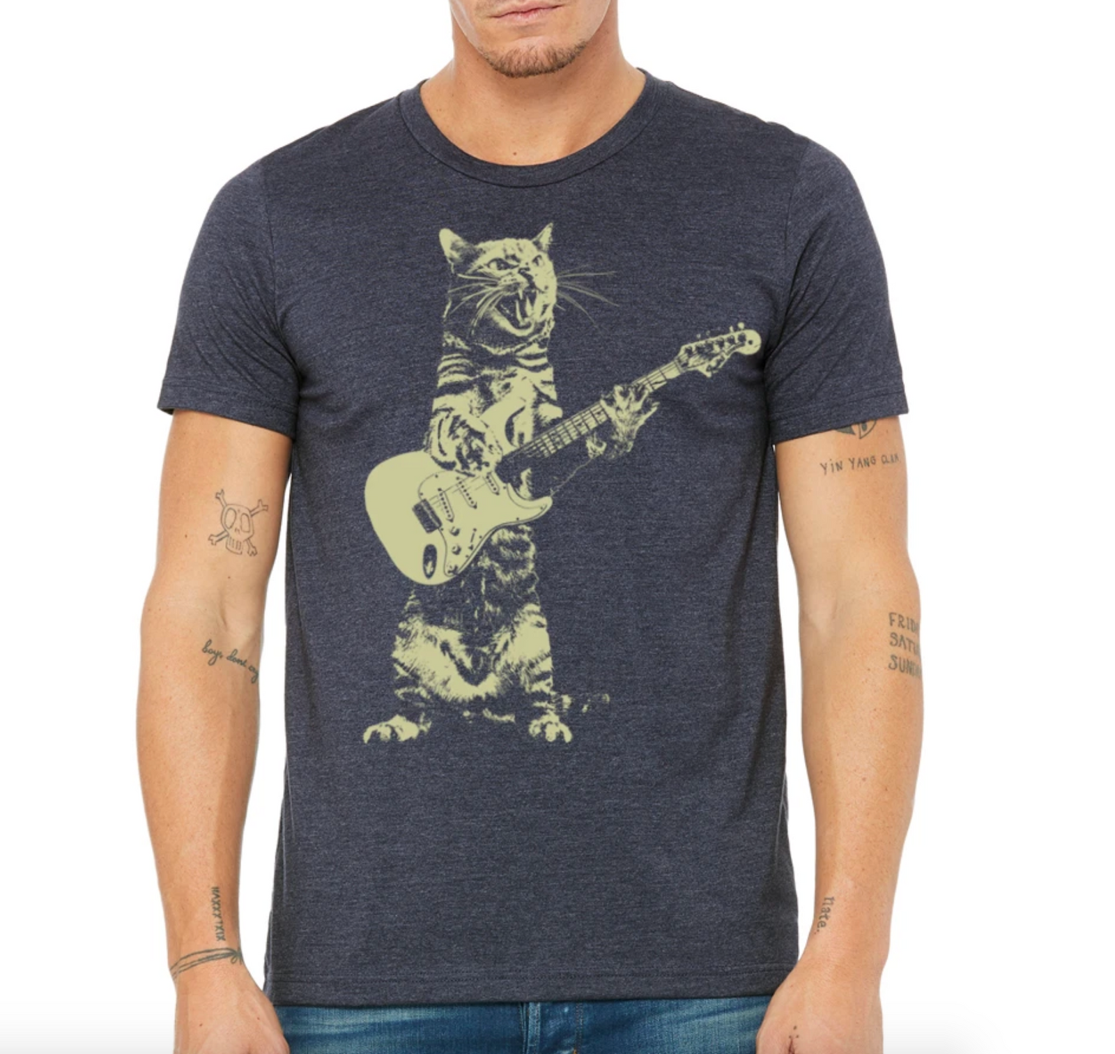 Shirt - Cat Playing Guitar - Unisex Crew