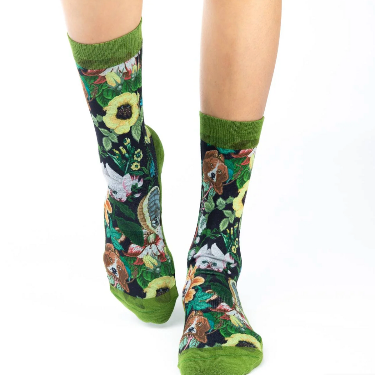 SALE Sock - Small Crew: Floral Dogs (Good Luck Sock)