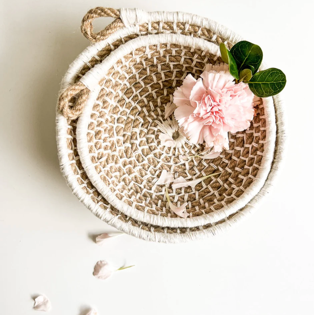 DIY - Weaving - Naomi Nesting Basket Kit - Jute with Blush