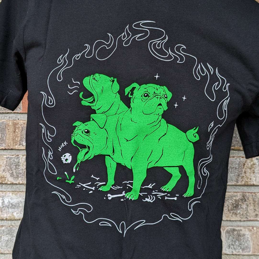 SALE Youth Shirt - Cerberpug Green (Chibi Yeti)