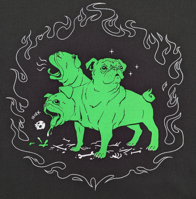 SALE Youth Shirt - Cerberpug Green (Chibi Yeti)