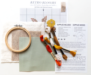 Cross Stitch Kit: Retro Blooms