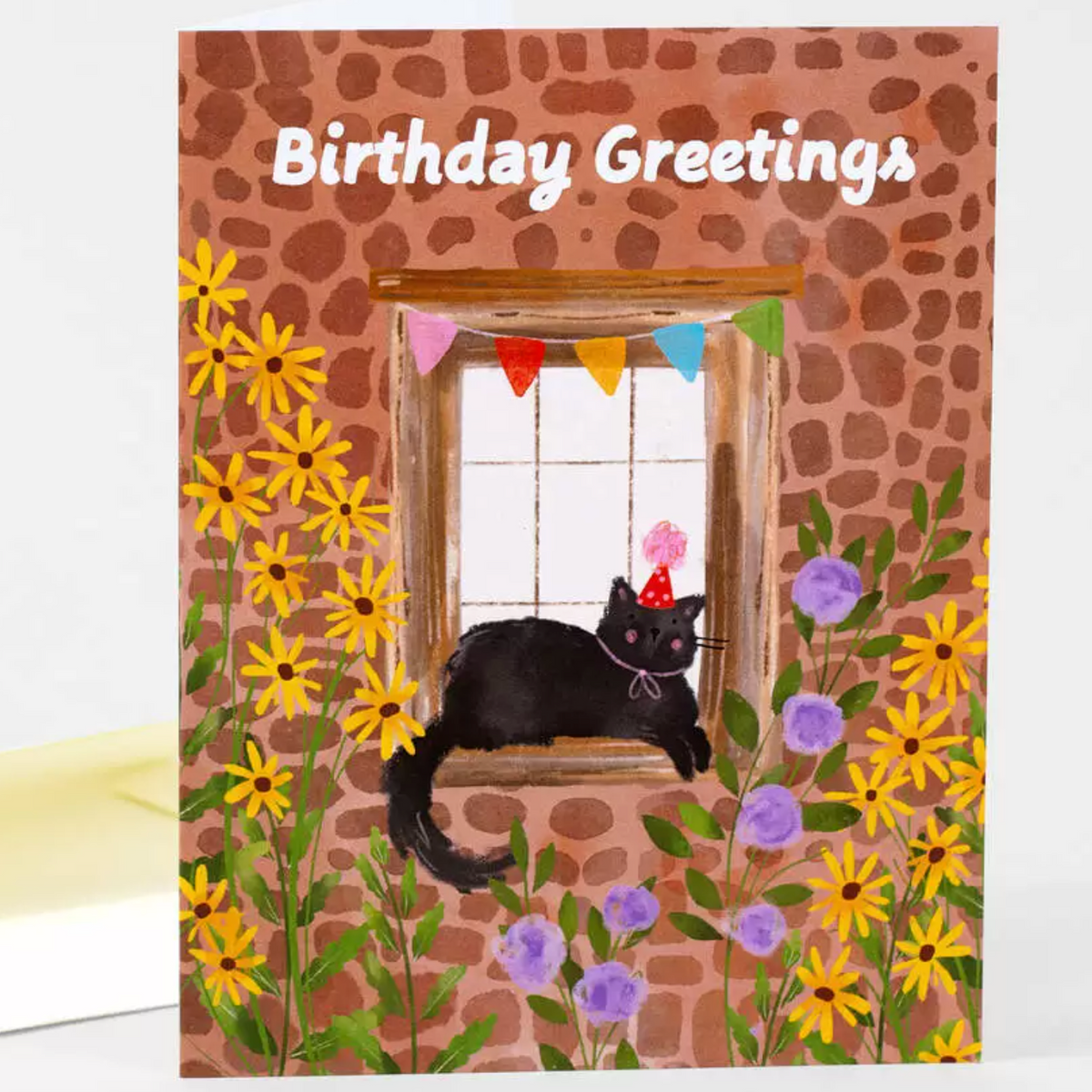 Card - Birthday Greetings Window Cat