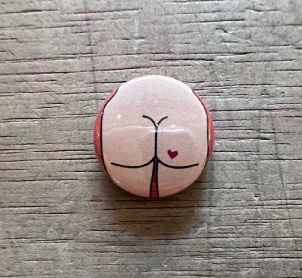 1" Button - Butt - Heart (Three-Pack)