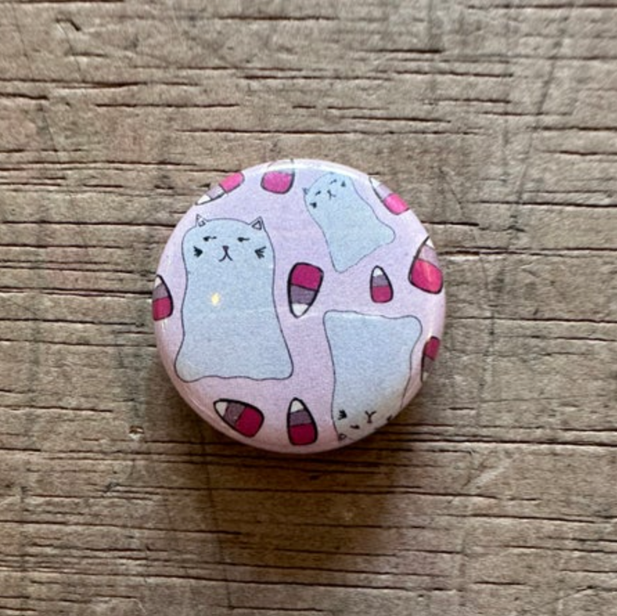 1" Button - Ghost Kitty - Group (Three-Pack)
